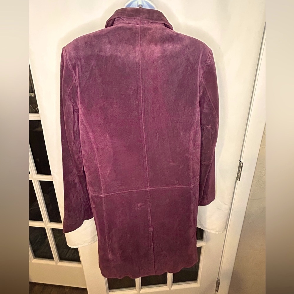 DENNIS by dennis basso VINTAGE SUEDE MID LENGTH JACKET, PLUM, XSM, GREAT SHAPE - Picture 5 of 8